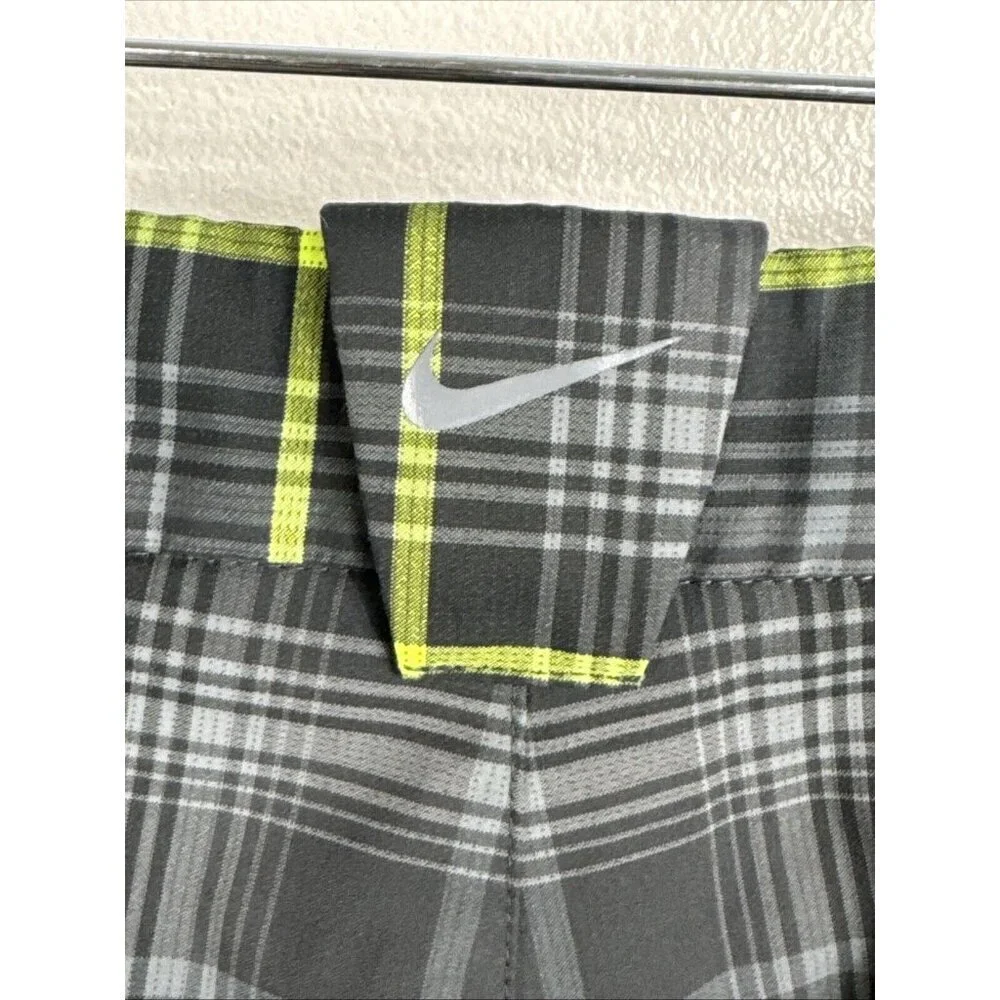 Nike Golf Men's‎ 36 Dri-Fit Performance Wear Shorts Gray Neon Yellow Plaid EUC